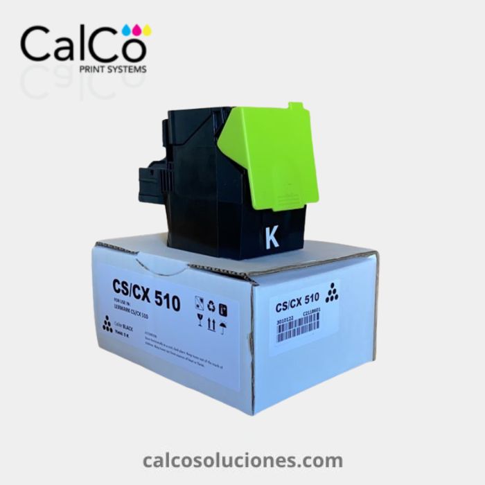 Tóner CX 510 Negro HC Compatible con Lexmark - 80C2XK0HC