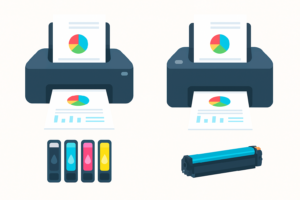 comparative between toner and injection printing
